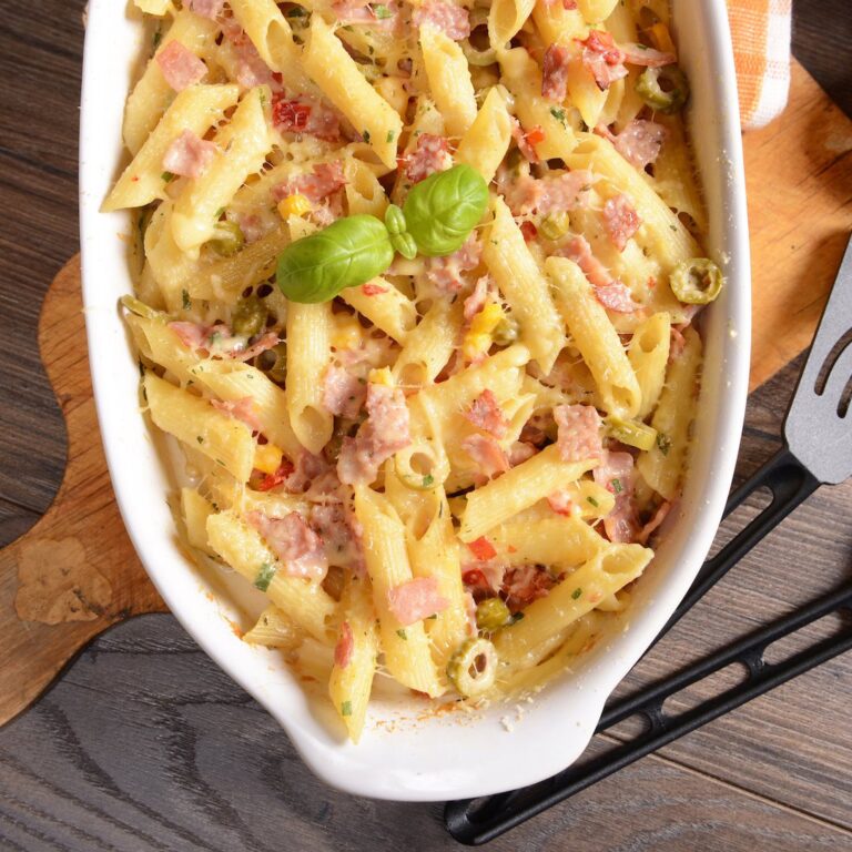 Gratin de pâtes au jambon