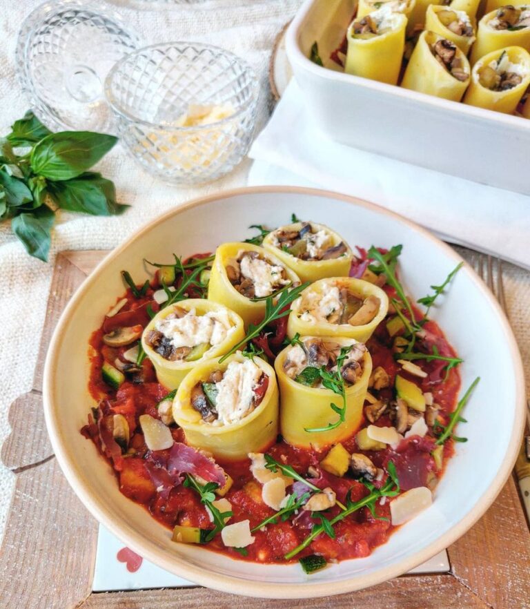 Paccheri fourrées aux légumes et burrata