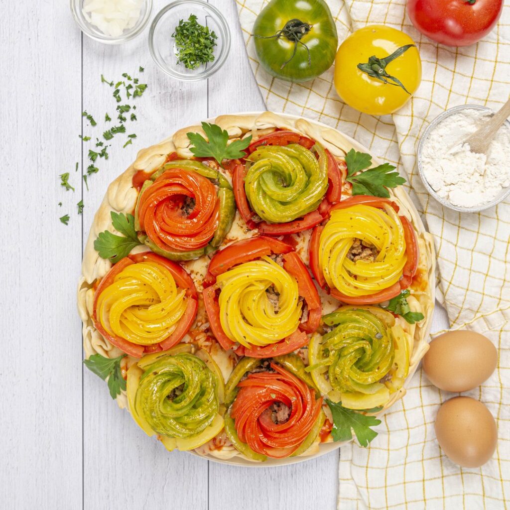 Die blumigste Pizza mit Tomate ever