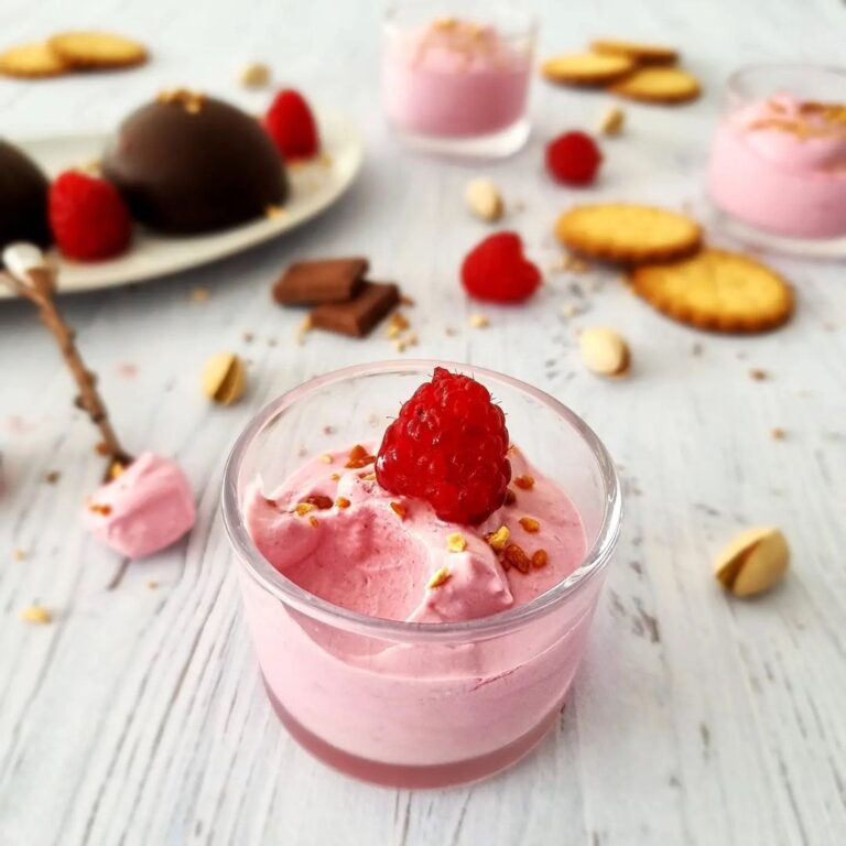 Mousse framboise à la crème coco sans œuf