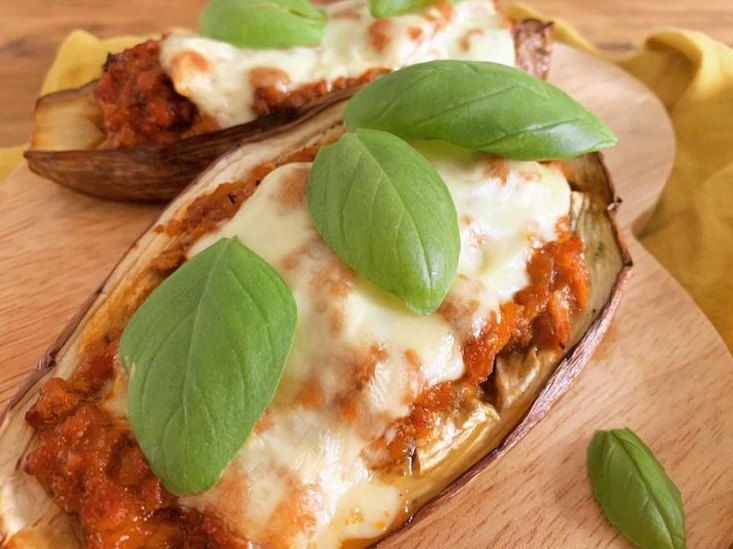 Aubergines farcies au thon et édam
