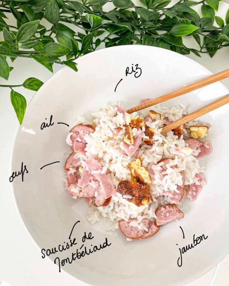 Riz cantonais saucisse de Montbéliard