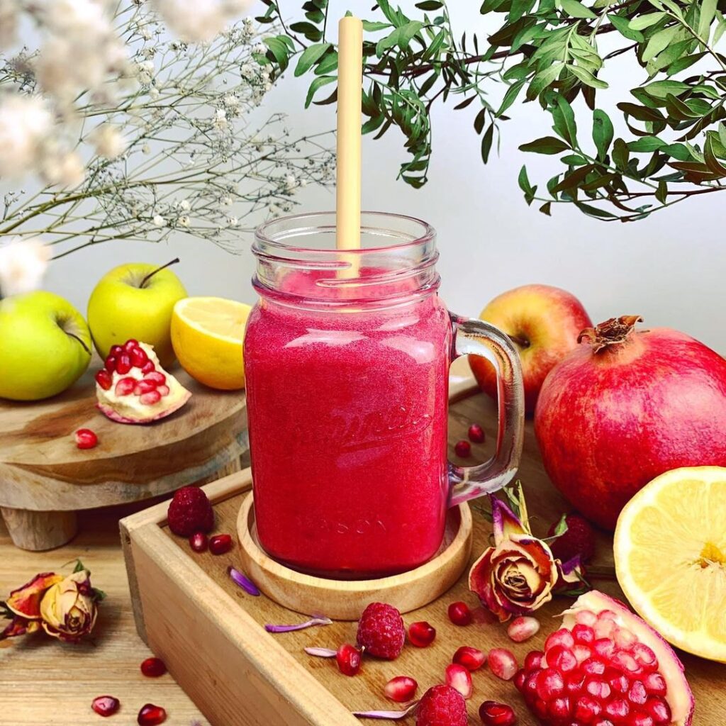 Jus de grenade pomme citron framboise
