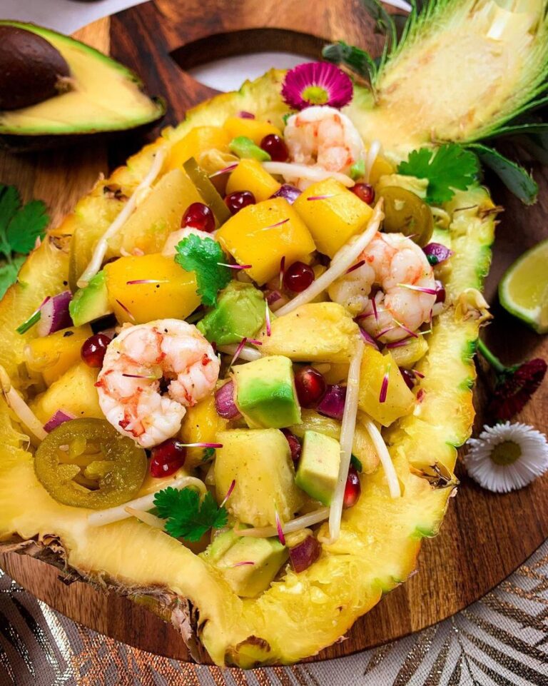 Salade de fruits exotiques et crevettes