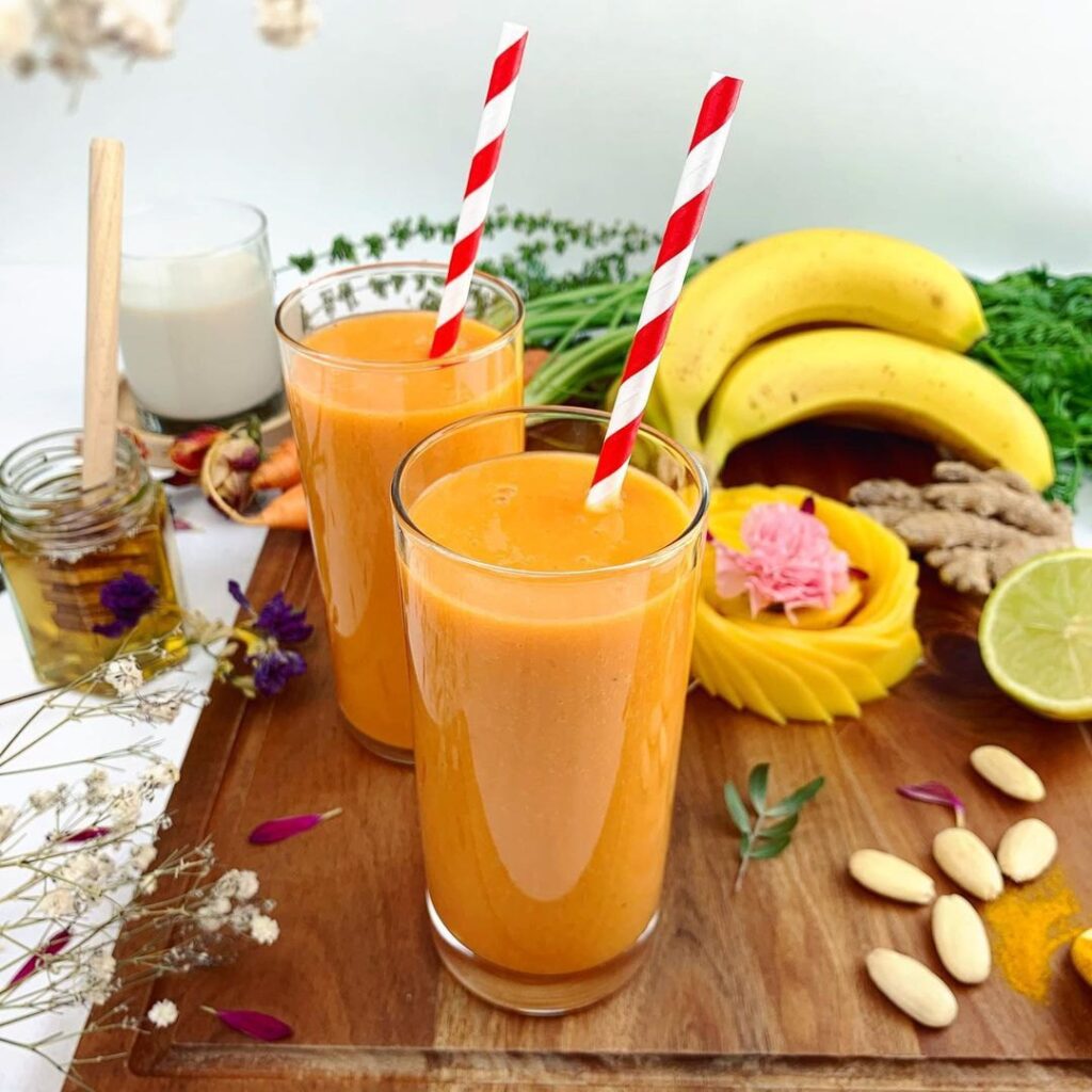 Smoothie carotte mangue banane