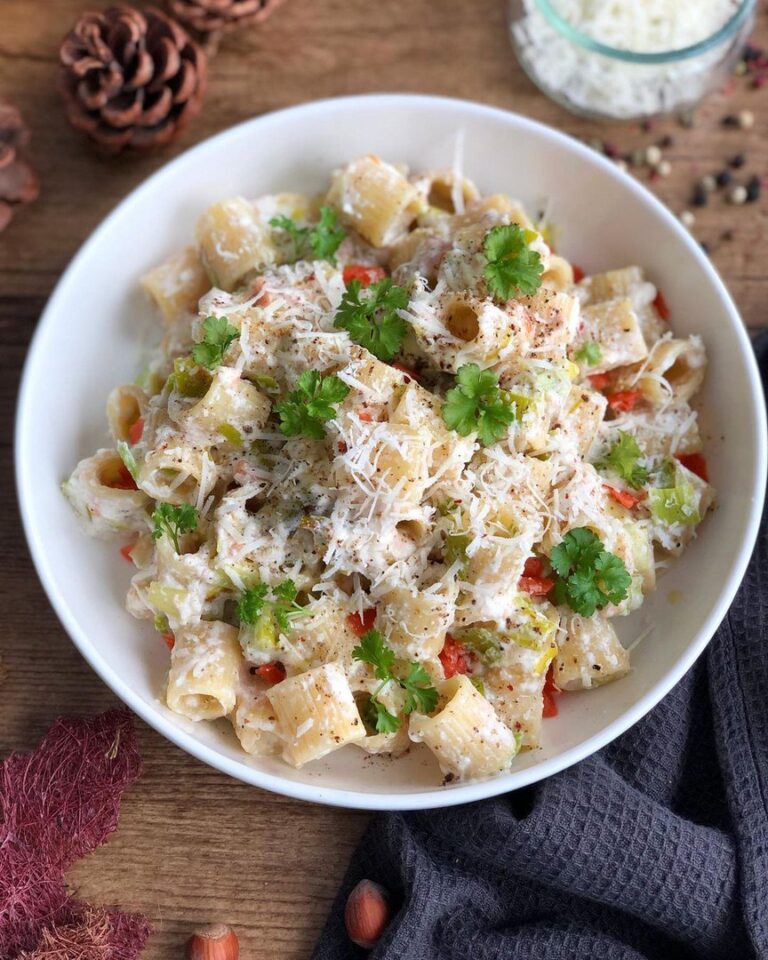 Pâtes ricotta, poireaux et saumon fumé