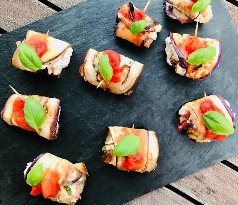 Involtinis d’aubergines à la ricotta & jambon de parme