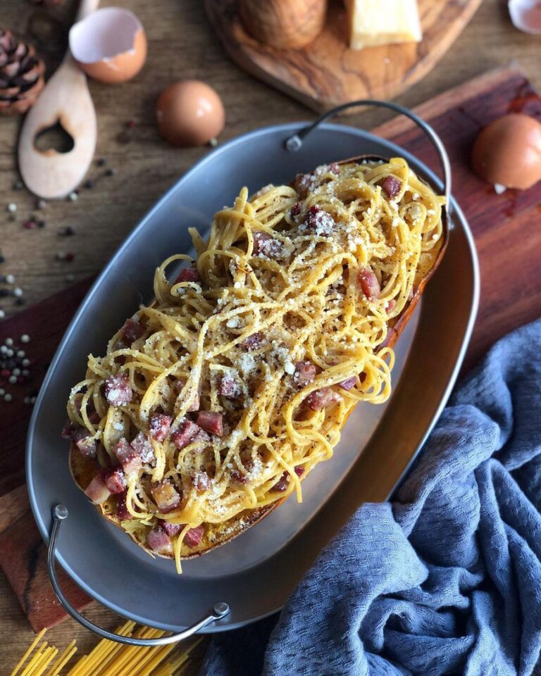 Courge spaghetti façon carbonara