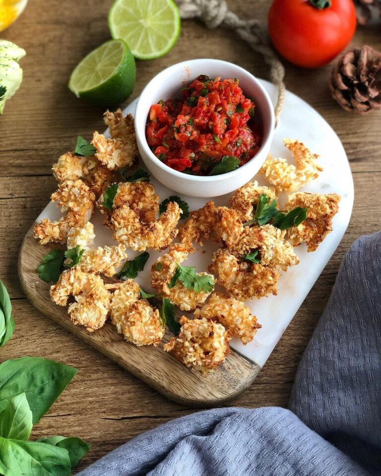 Crevettes panées et salsa aux poivrons