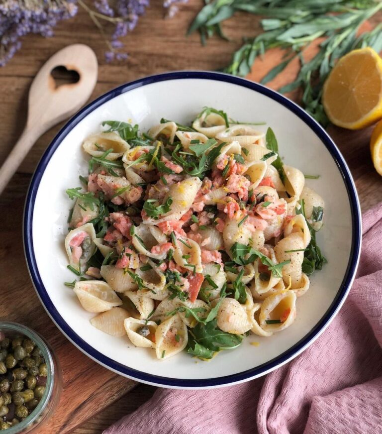 Pâtes crémeuses au saumon fumé et chèvre