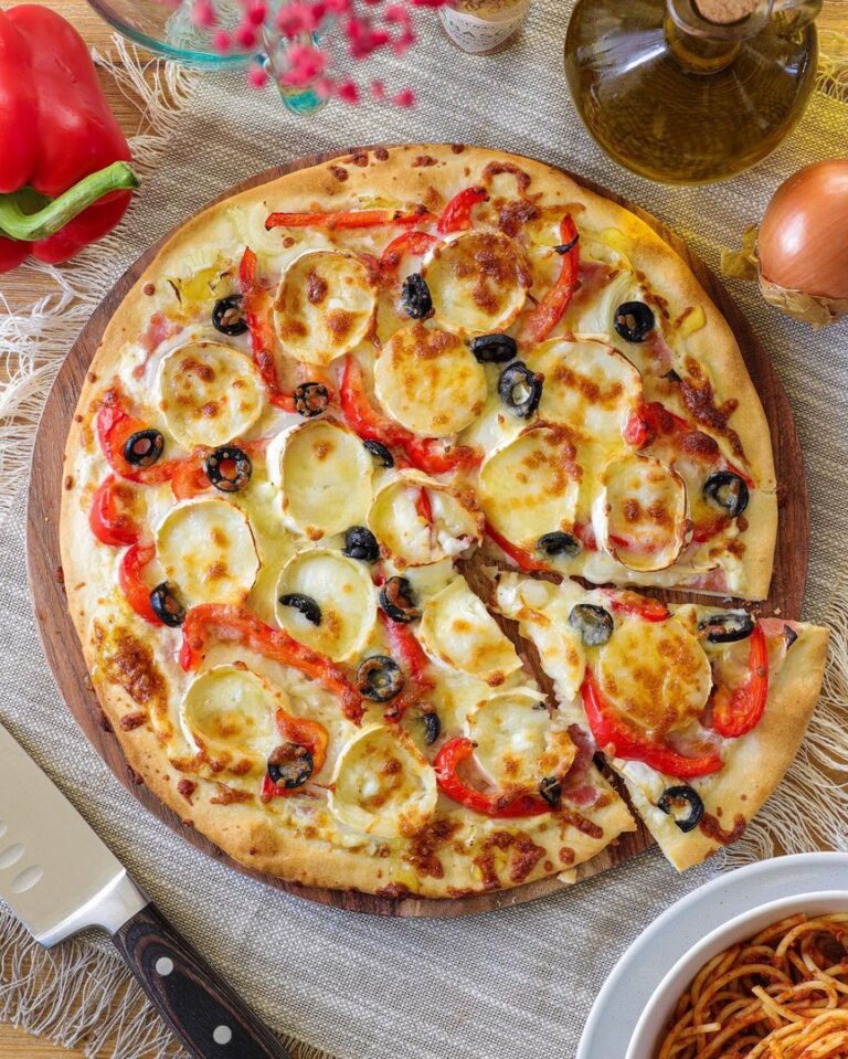 Pizza jambon chèvre et poivron