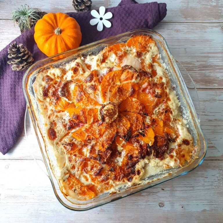 Gratin de butternut chèvre et lardons