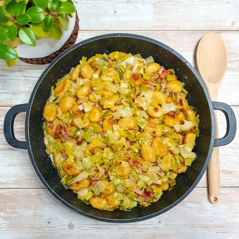 Gnocchis aux poireaux et lardons