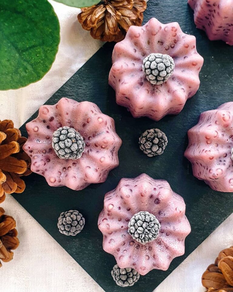 Petites panna cotta à la mûre et perle du Japon