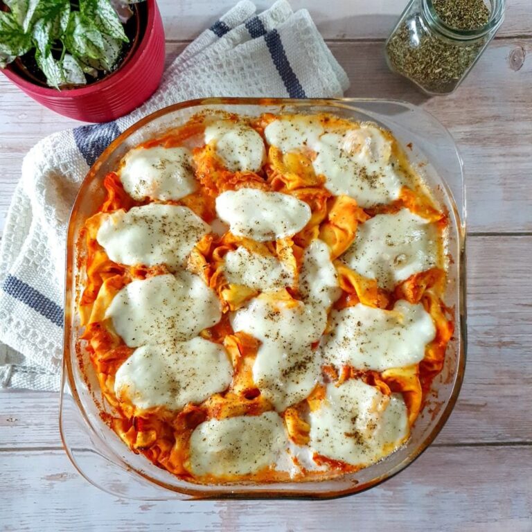 Gratin de tortelloni mozzarella et origan