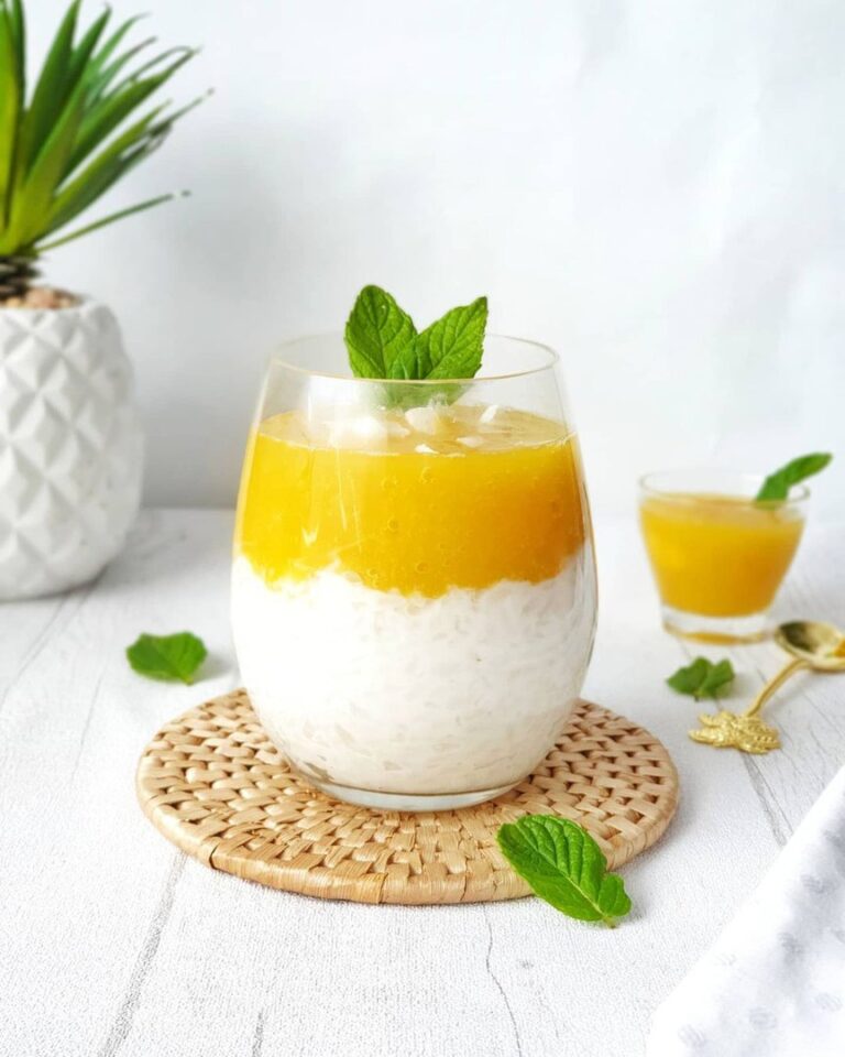 Riz au lait de coco – coulis de mangue