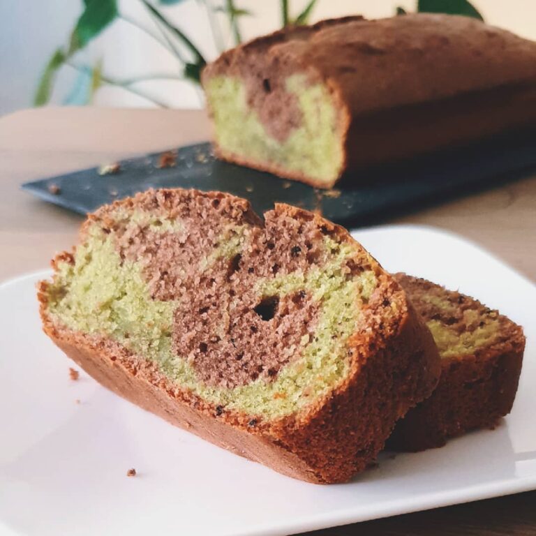 Cake marbré matcha chocolat (sans beurre)