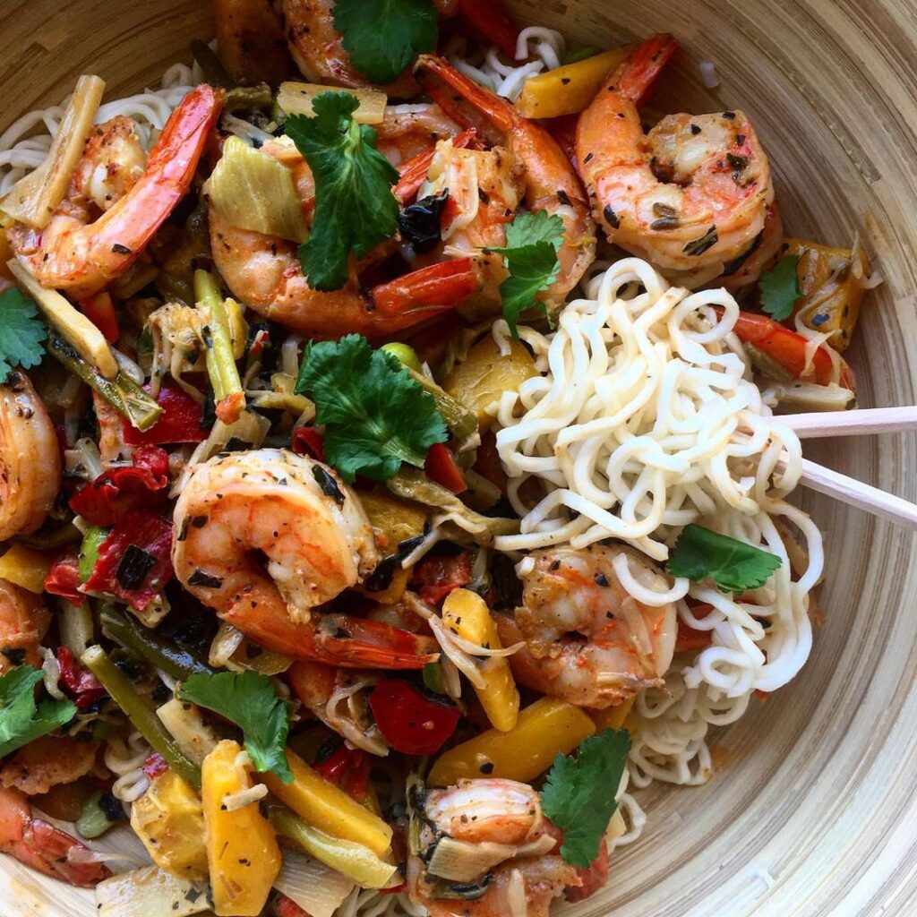 Crevettes aux légumes