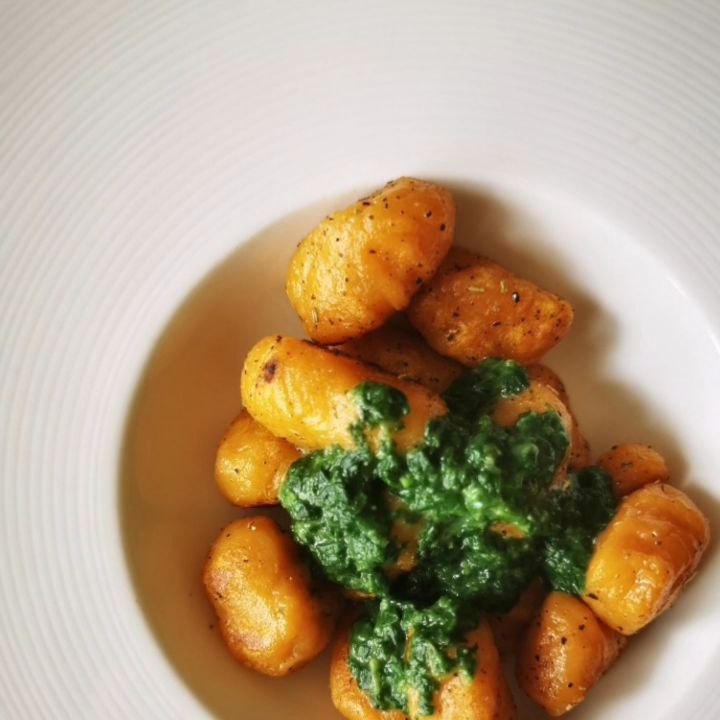Gnocchis de patates douces aux épinards