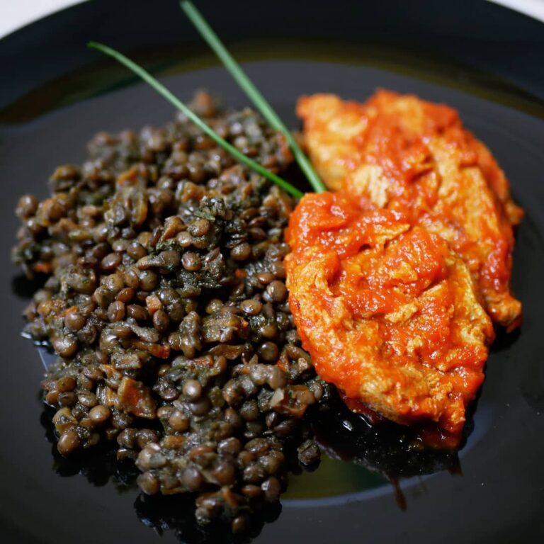Lentilles aux légumes et médaillons de PST