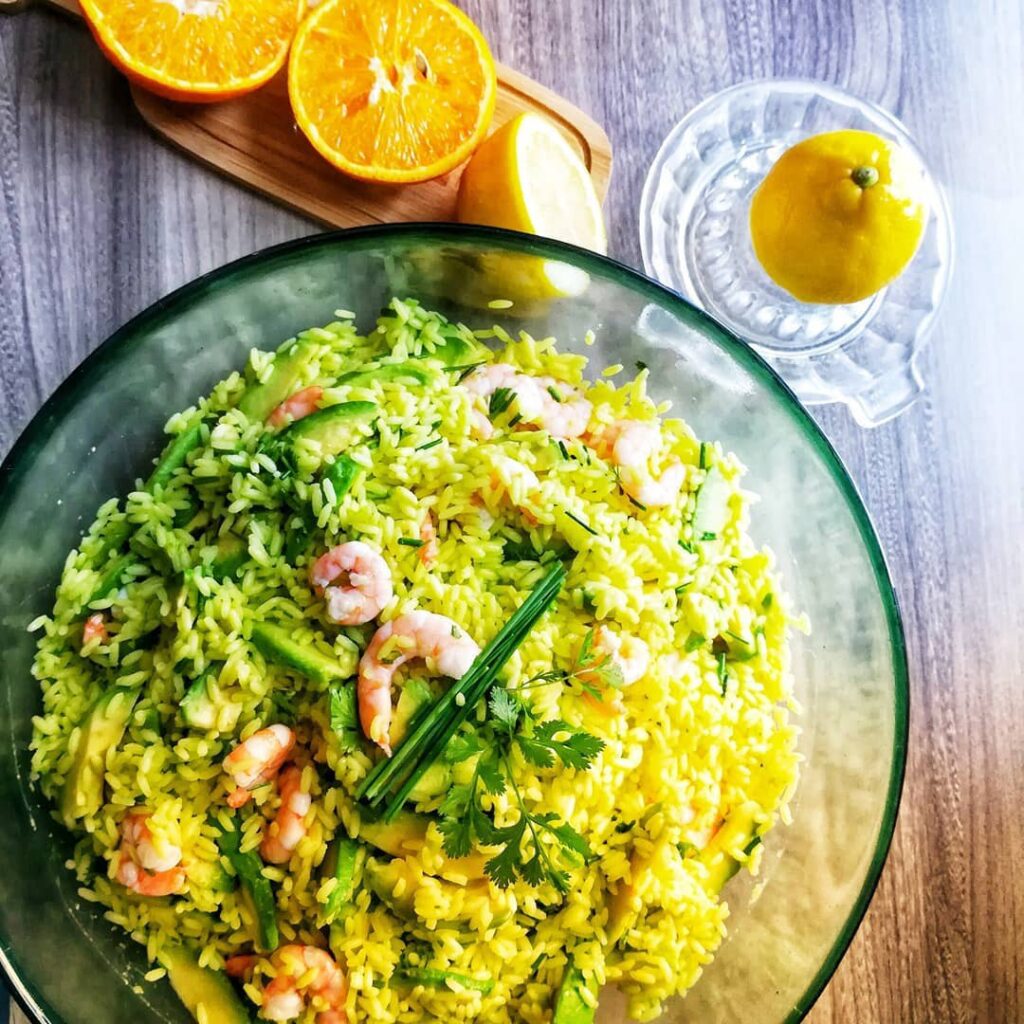 Salade de riz safrané aux jus d&rsquo; agrumes