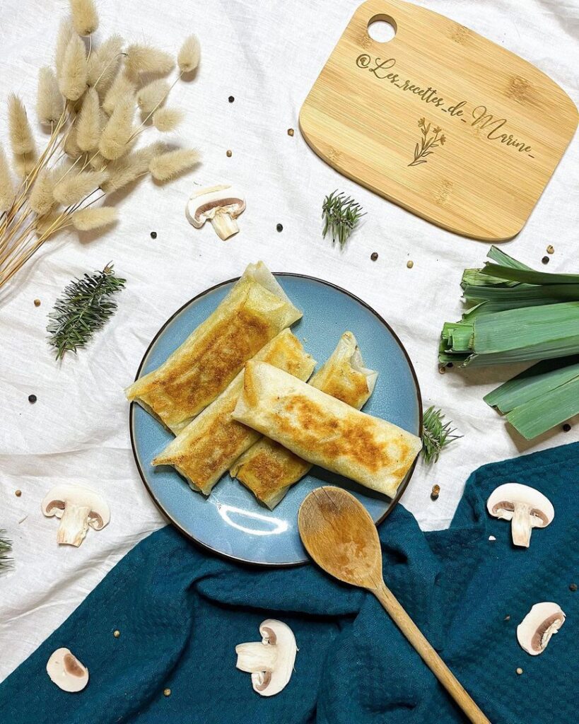 Bricks champignons – poireaux et comté râpé