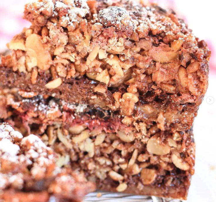 Muesli cake chocolat & framboises