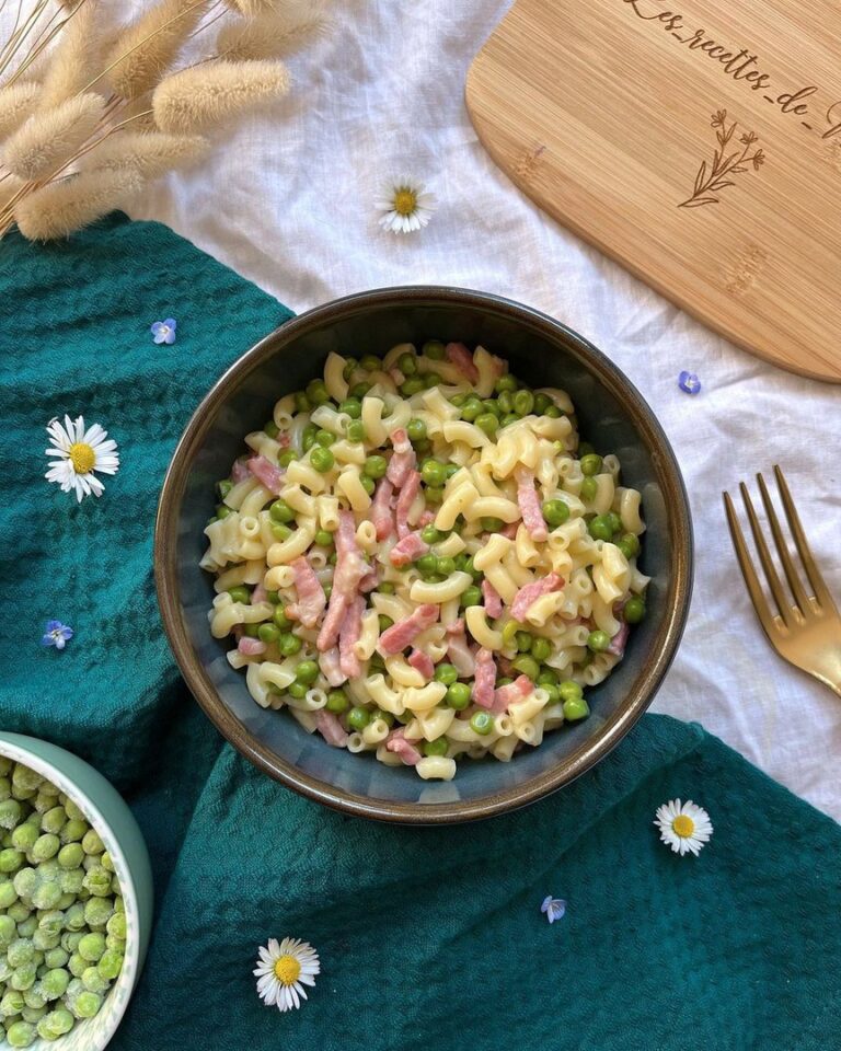 Risotto de coquillettes – petits pois et lardons
