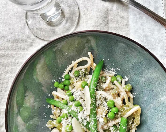 Spaghettis aux légumes verts