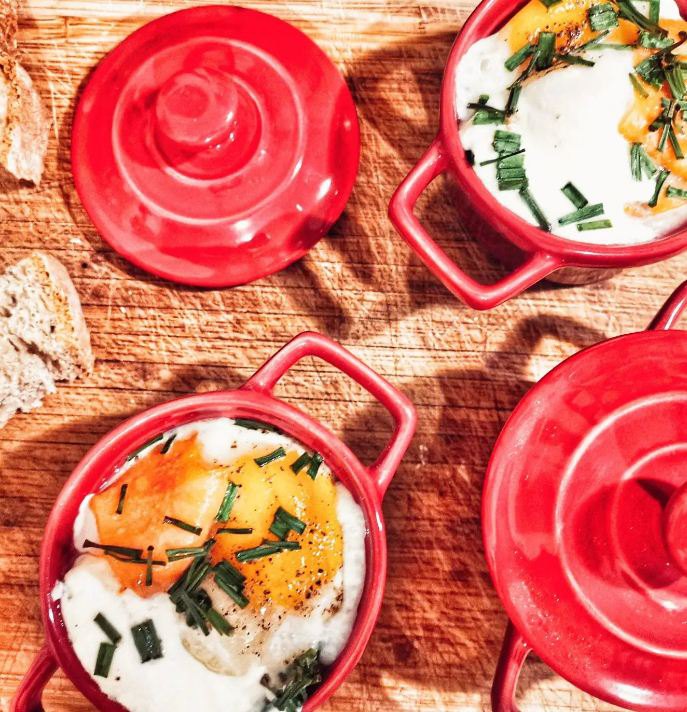 Oeufs cocotte à la truite fumée