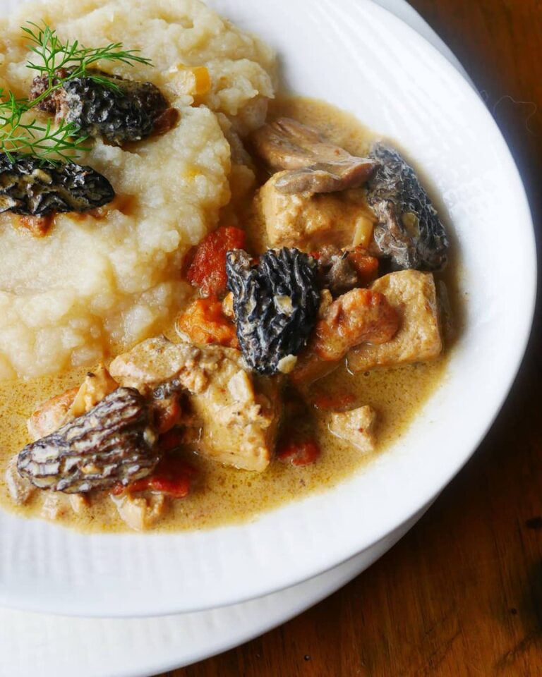 Poulet au vin jaune et morilles