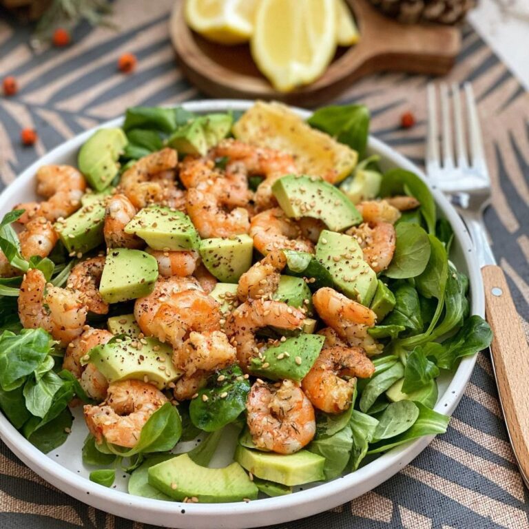 Salade verte avec des crevettes