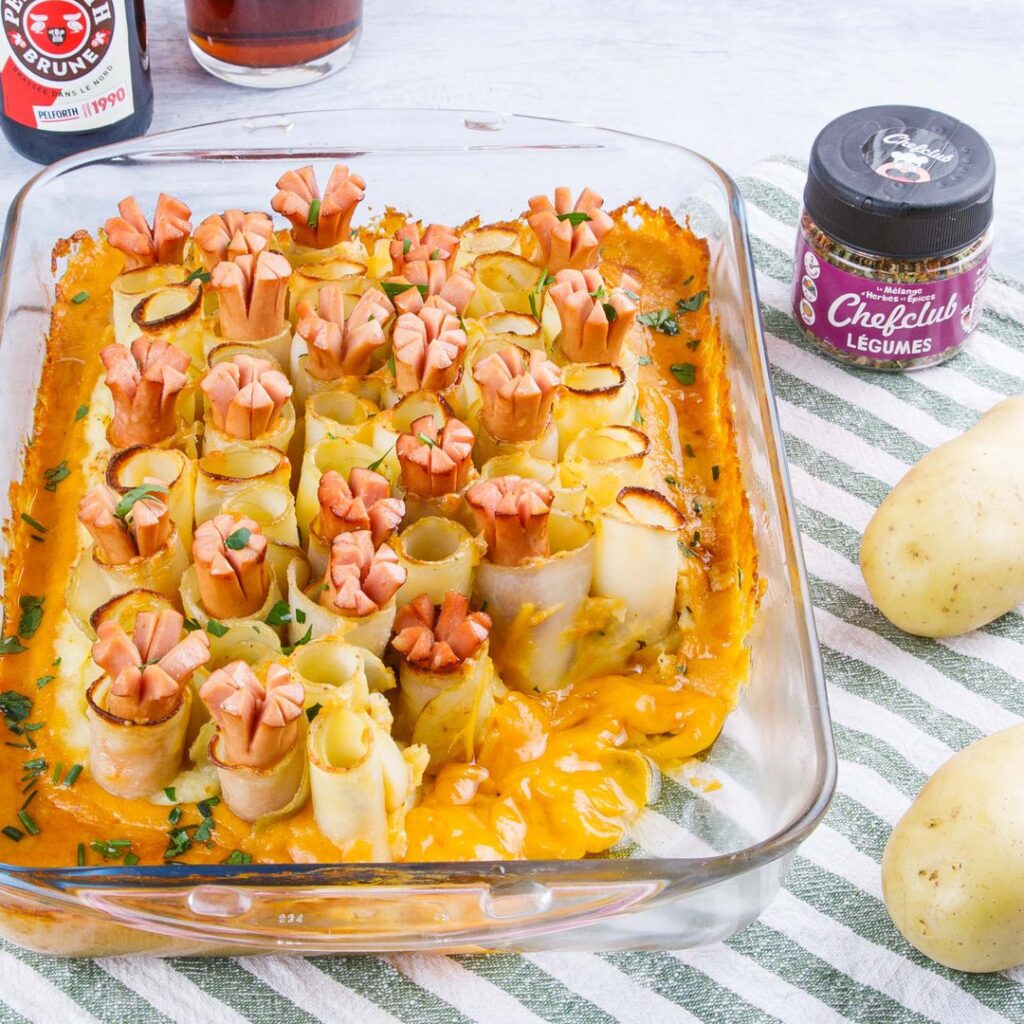 Kartoffelgratin mit Senfsauce