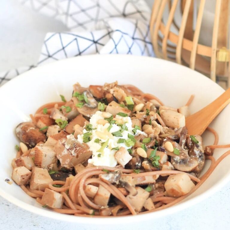 Pâtes crémeuse champignons et tofu
