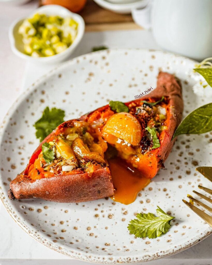 Patate douce farcie veggie