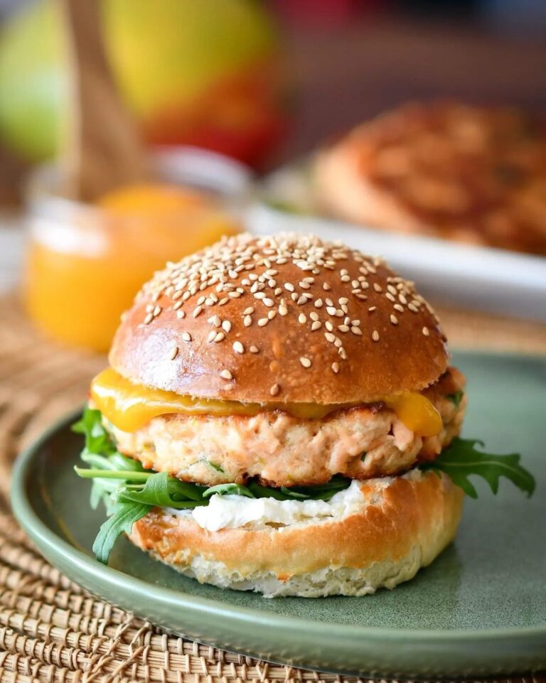 Burger steak de saumon au citron vert et ketchup de mangue