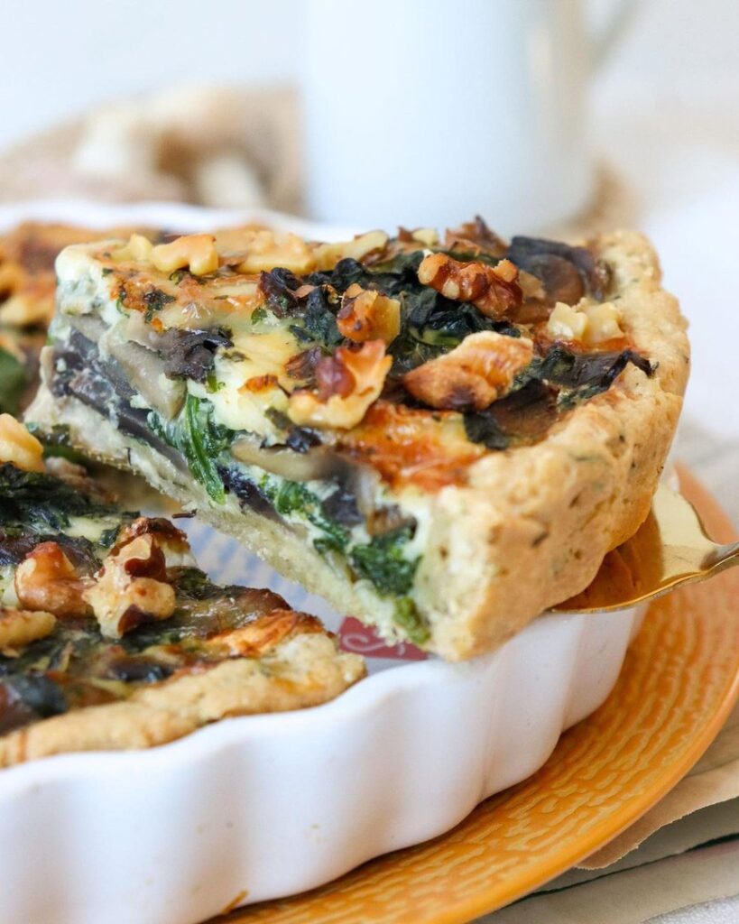 Quiche aux champignons épinards et fromage