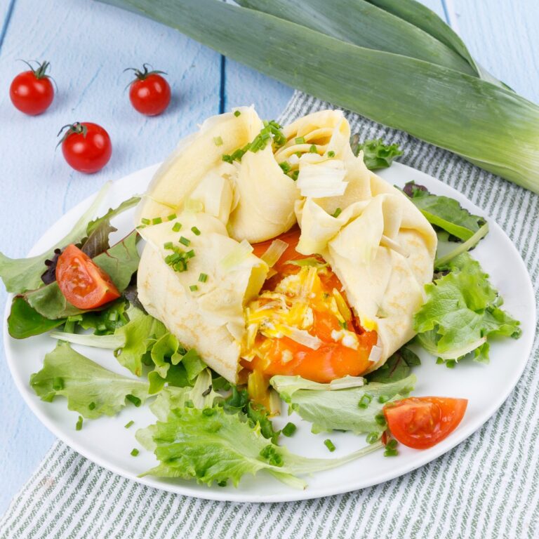 Ballotine de crêpe saumon poireaux