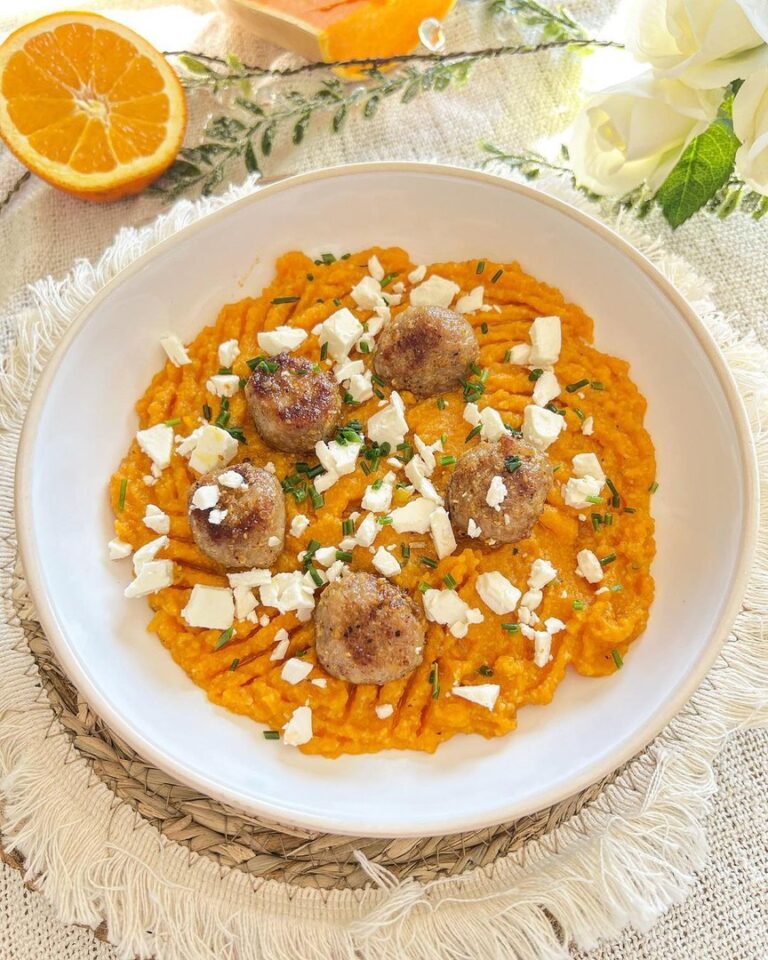 Purée butternut orange boulettes et feta