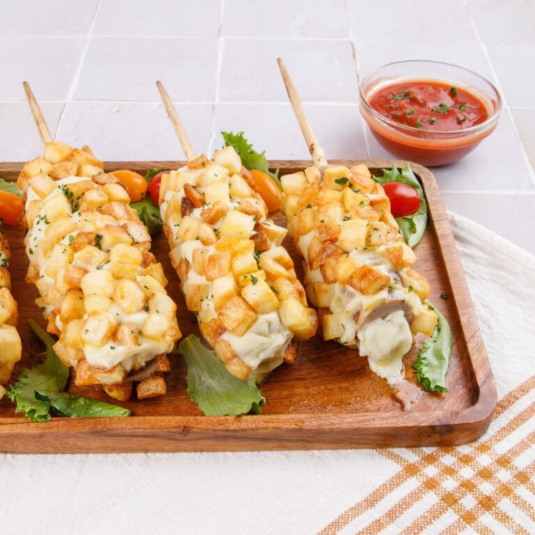 Linguiça & purê no palito