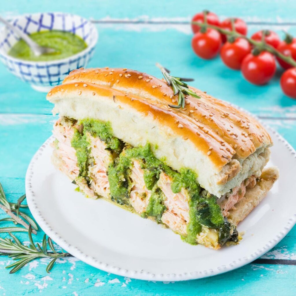 Rustic Salmon & Pesto Sandwich