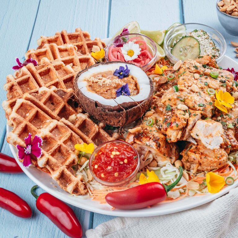 Erdnussbutter & Hähnchen Waffeln
