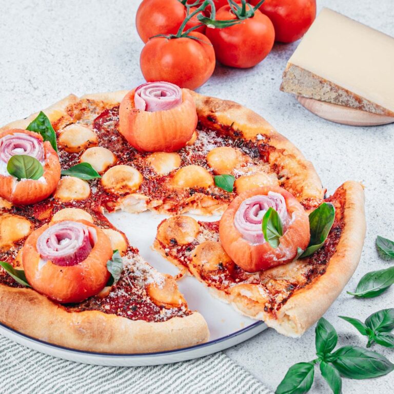 Pizza de queso ricota y jamón!