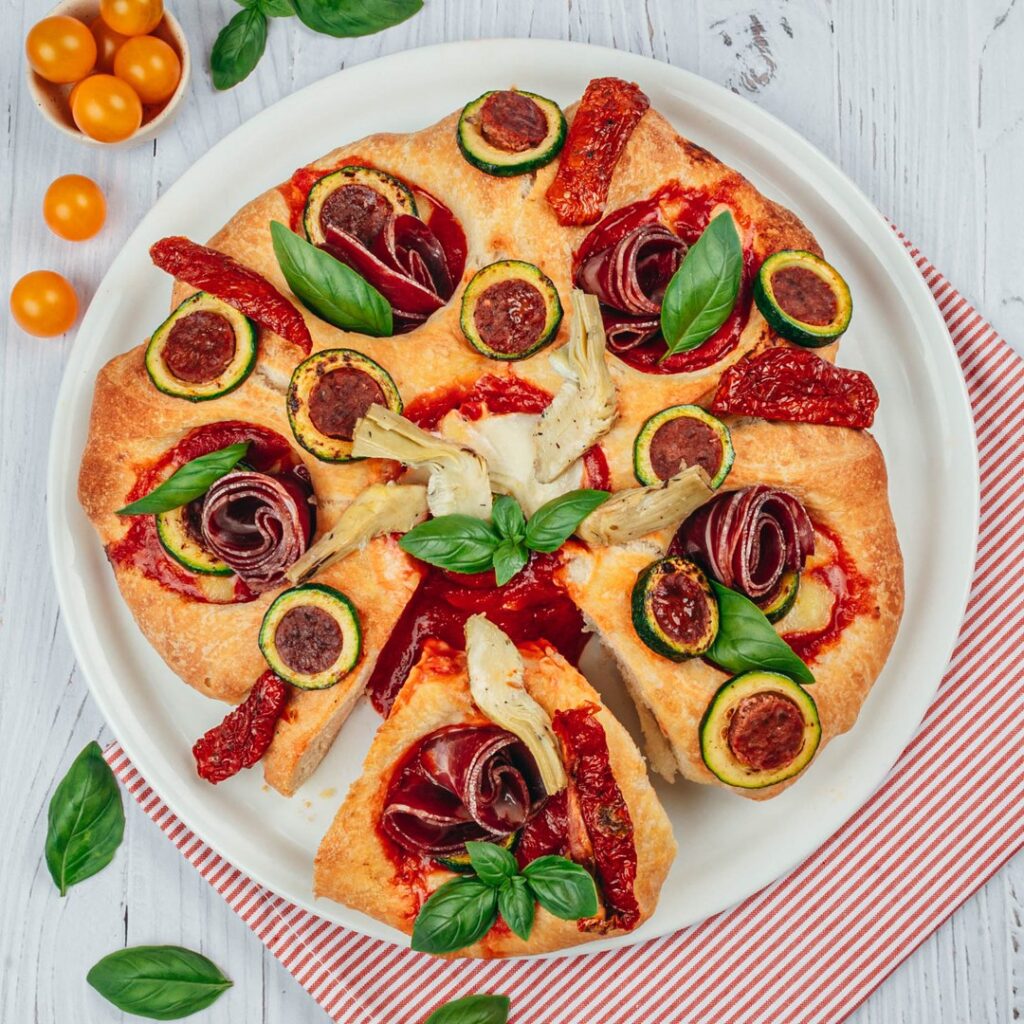 Pizza em flor para compartilhar