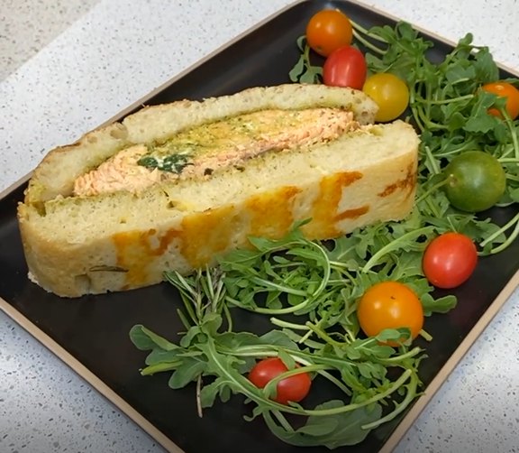 Focaccia de salmón y pesto!