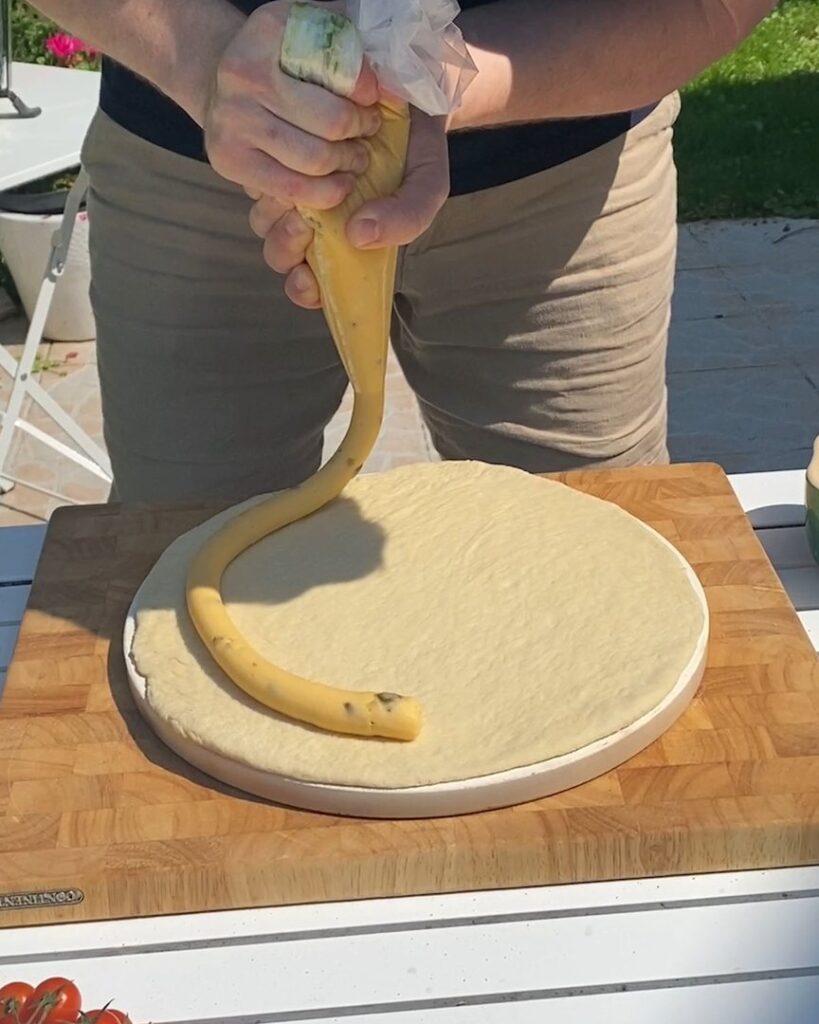 Pizza de queso cheddar!