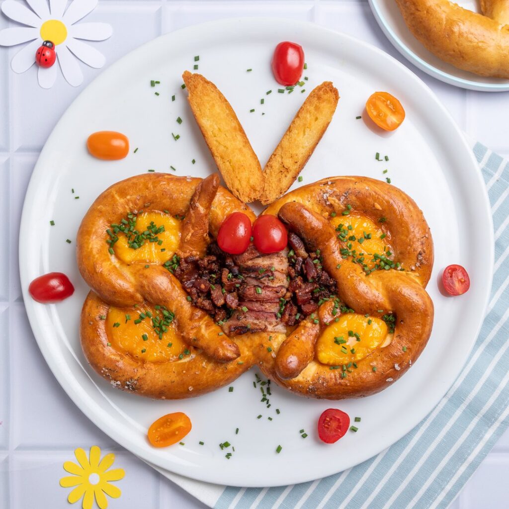 Butterfly Pretzel Breakfast Sandwich