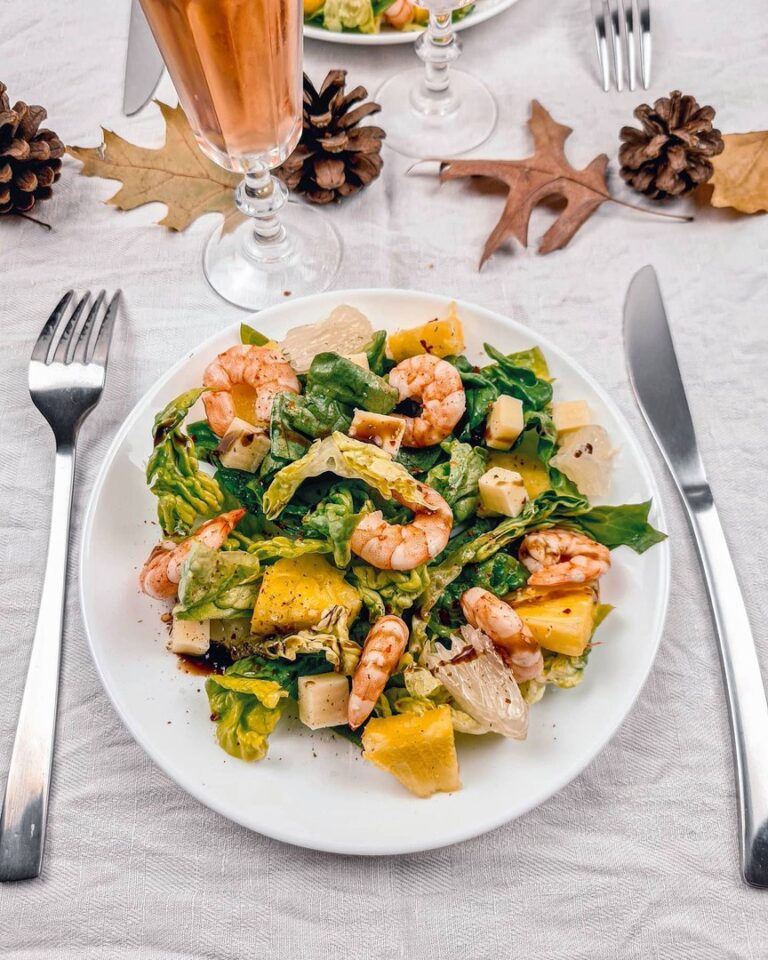Salade composée crevettes et pamplemousses