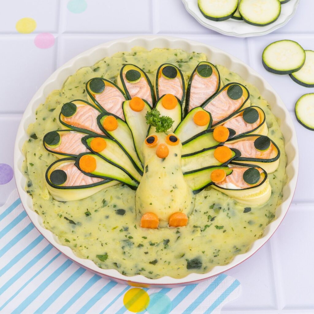 Le gratin courgette saumon du paon