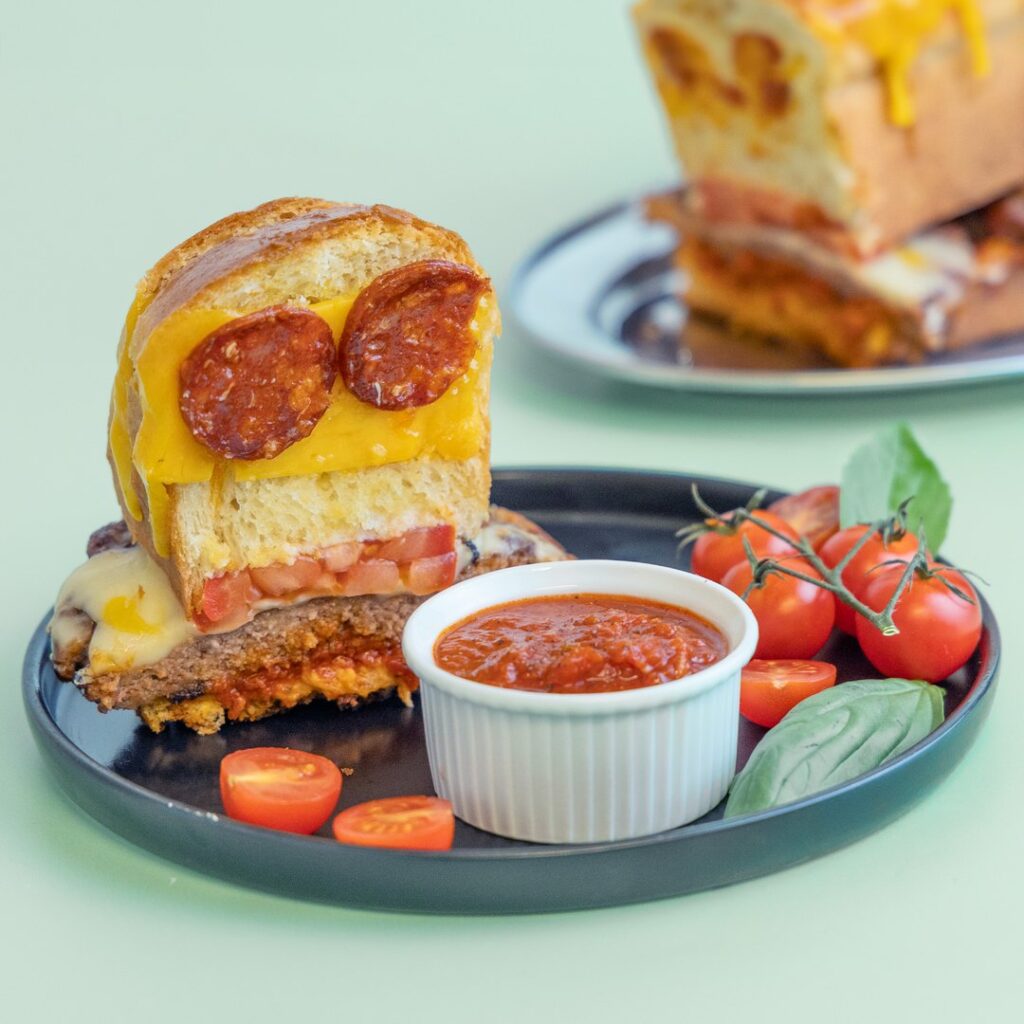 Hasselback Pepperoni Pizza Burger